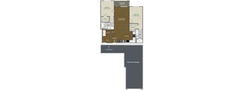 Floor Plan of B2 - 2 bedroom 2 bathroom 1,113 sq ft at Apartments @ Eleven240, North Carolina