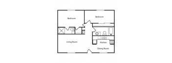 Belleair Floor Plan 2 bedroom 2 bathroom 800 sq ft