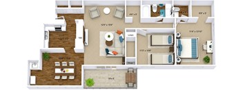 The Maple two bedroom floor plan