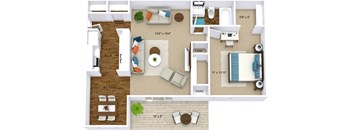 The Oak one bedroom floor plan