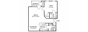 1 Bed 1 Bath - 975 sq ft