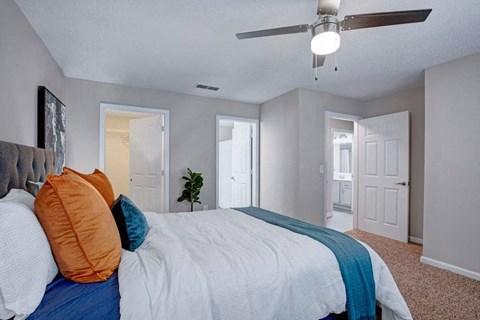 Spacious primary bedroom with natural light at Icon Cartersville Apartments in Cartersville, GA