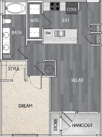 Our A4 one bedroom, one bath floor plan. Argento at Riverwatch Apartments in Augusta, GA. Our A4 one bedroom, one bath floor plan. Argento at Riverwatch Apartments in Augusta, GA.