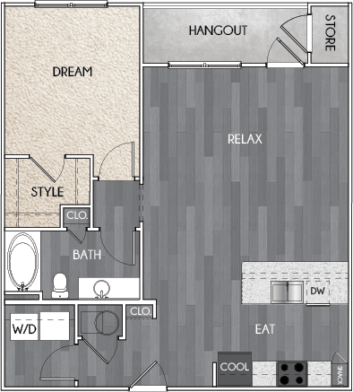 Our A5 one bedroom, one bath floor plan. Argento at Riverwatch Apartments in Augusta, GA. Our A5 one bedroom, one bath floor plan. Argento at Riverwatch Apartments in Augusta, GA.