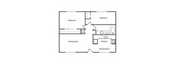 Seaspray Floor Plan 2 bedroom 1 bathroom 800 sq ft