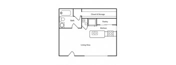 Sundown Studio 0 bedroom 1 bathroom 600 sq ft