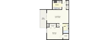 The Ash one bedroom floor plan