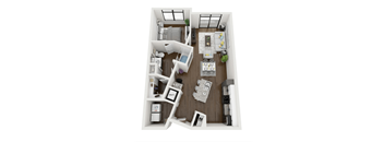 this is a 3d floor plan of a 1 bedroom apartment at the biltmore apartments