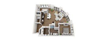 this is a 3d floor plan of a 554 square foot 1 bedroom apartment at the