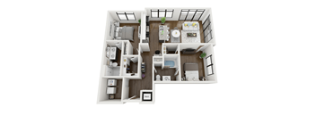 this is a 3d floor plan of a 824 square foot 1 bedroom apartment at the