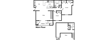 A floor plan of a house with a main floor and loft.