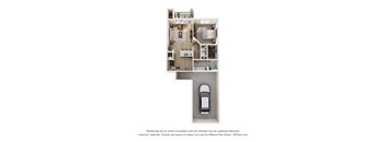 A1.1 w/ Garage - 1 Bed 1 Bath 726 sq ft w/ Garage