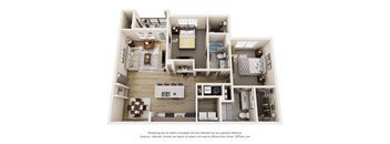 B1 w/ Nook - 2 Bed 2 Bath 1134 sq ft.