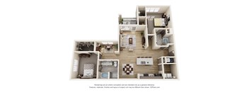 a stylized floor plan of a 1 bedroom apartment
