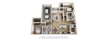 B3.1 w/ Garage - 2 Bed 2 Bath 1276 sq ft