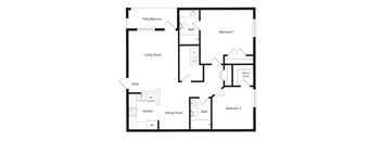 a floor plan of a bedroom apartment