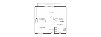 Winderjammer Floor Plan 1 bedroom 1 bathroom 810 sq ft