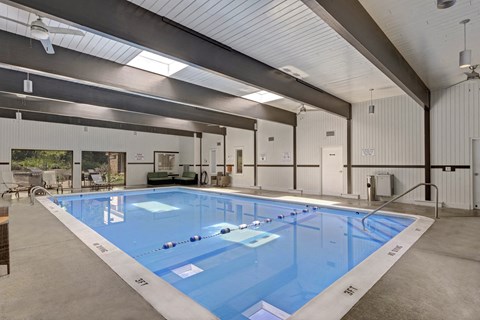 Indoor swimming pool with skylights at Glen Oaks East Apartments in Grand Rapids, MI
