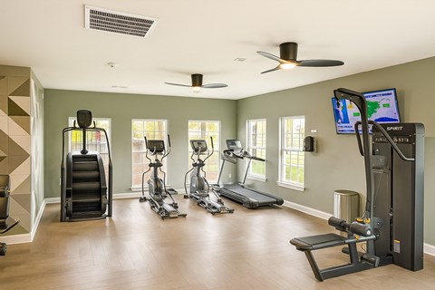 Newly renovated fitness center with cardio and strength equipment at Seaside Grove in Myrtle Beach, SC