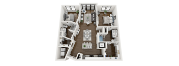 this is a 3d floor plan of a 824 square foot 1 bedroom apartment at the