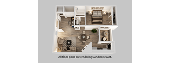 A top-down view of a modern apartment layout.