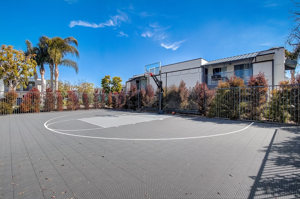 a basketball court at the enclave at woodbridge apartments in sugar land, tx