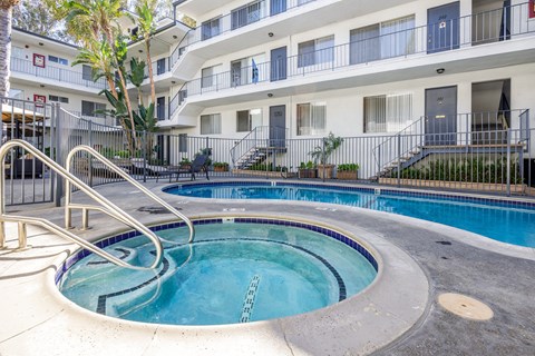 our apartments have a large swimming pool in front of our building