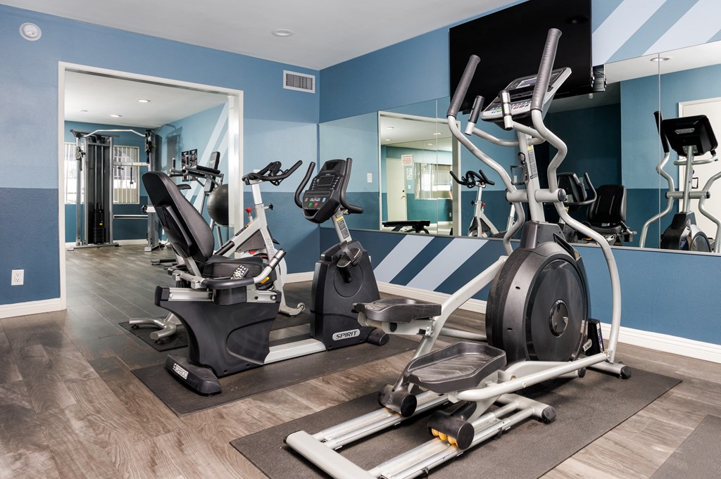 the gym at the enclave at woodbridge apartments in sugar land, tx