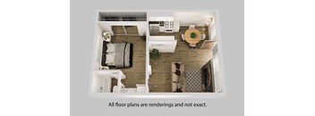 an overhead view of our one bedroom apartment at princeton court apartments in dallas, tx