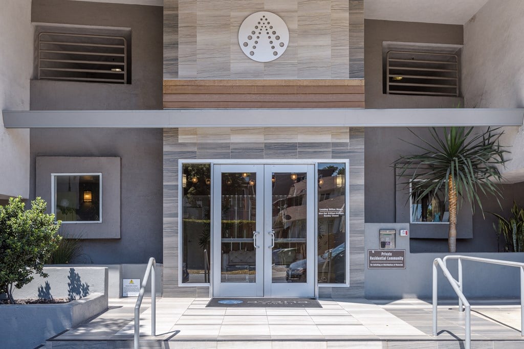 a view of the front of the building with the doors open