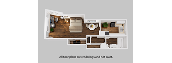 an overhead view of the bedroom floor plan