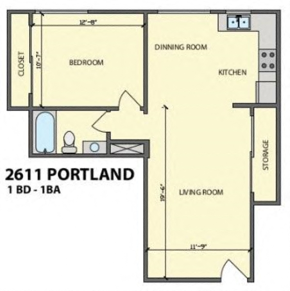 a floor plan of a room with a bathroom and a closet
