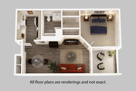 a floor plan of a one bedroom apartment with a living room and dining room
