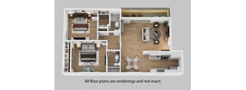 A floor plan of a house with a kitchen, living room, and dining area.