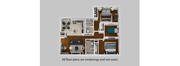 A diagram of a floor plan for a small apartment.