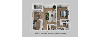 3d floor plan of a bedroom apartment