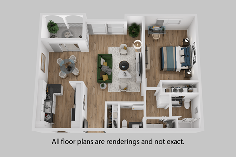3d floor plan of a bedroom apartment