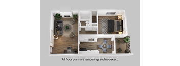 a 3d rendering of the renovated apartment floor plan