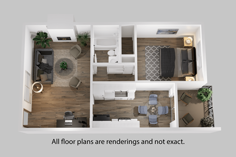 a 3d rendering of the renovated apartment floor plan