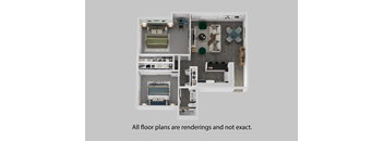 A diagram of a house layout with a kitchen, living room, and bathroom.