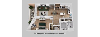 3d floor plan of a house with bedrooms and a living room