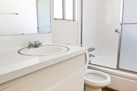 a bathroom with a sink toilet and a shower