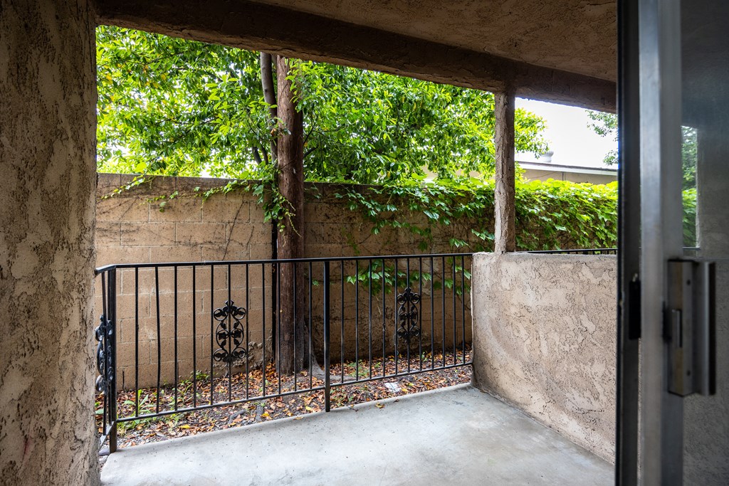 a view of the courtyard from the front door of the house