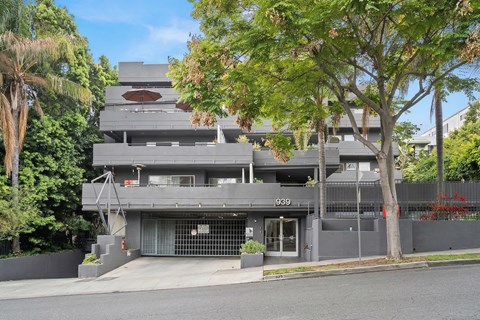 A grey building with the number 939 on it.