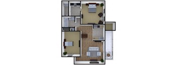Two Bedroom Two Bath Floor Plan