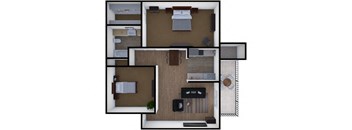 Two Bedroom One Bath Floor Plan