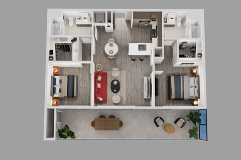 bedroom floor plan an open concept living room and kitchen with a fireplace