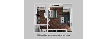 an overhead view of an apartment floor plan