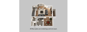 a 3d floor plan of a house with a gray background
