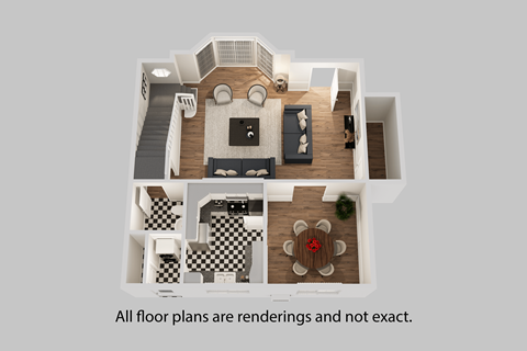a 3d floor plan of a house with a gray background